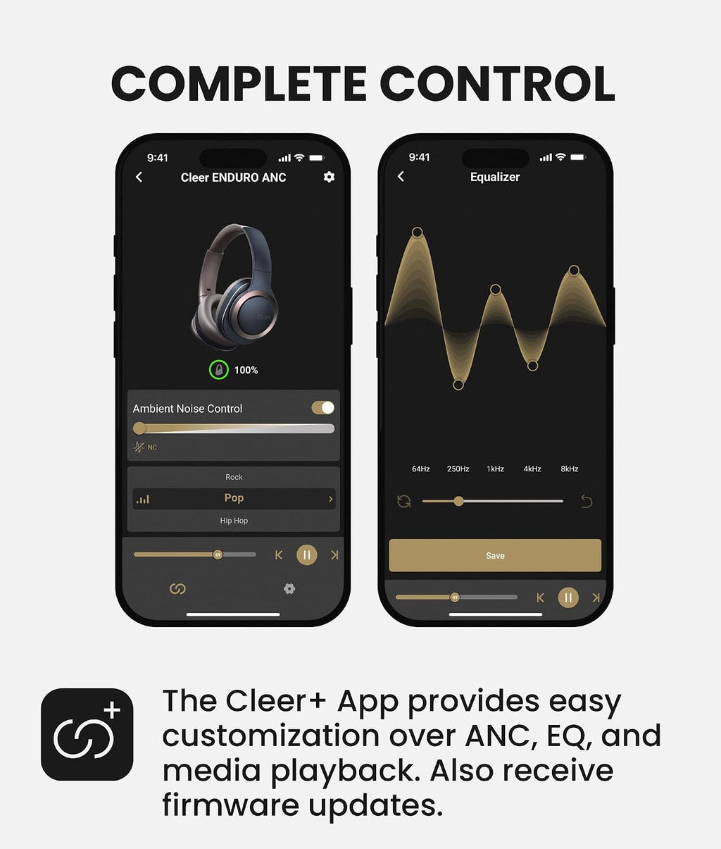 Cleer Audio Enduro ANC Noise Canceling Headphones, Bluetooth Multipoint Connection, Over-The-Ear Design with Mic, Crystal Clear Hands-Free Calling, up to 60 Hours of Battery Life - Light Grey