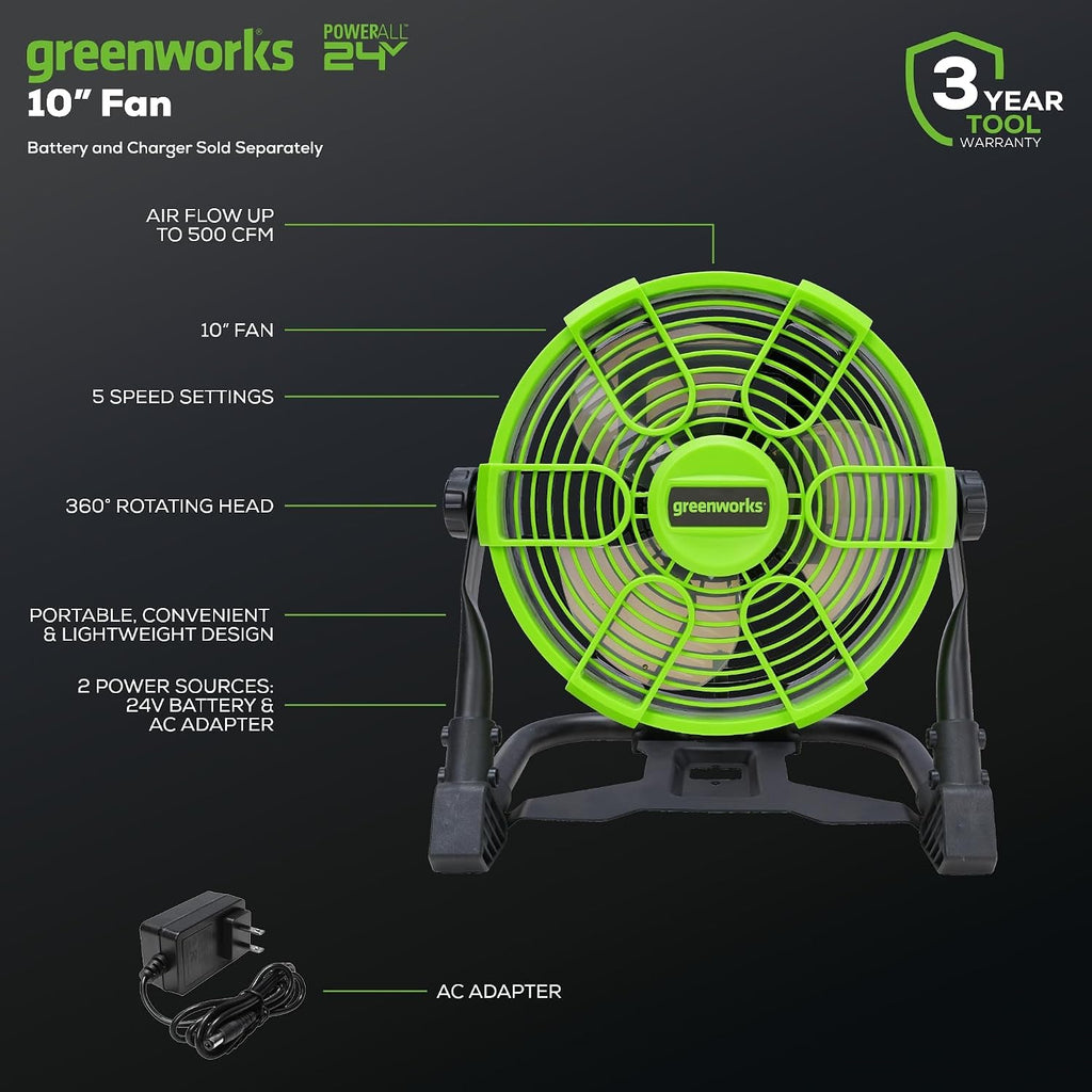 Greenworks 48V (24V x 2) Lawn Mower Combo Kit with 21' Steel Deck, 12' String Trimmer, 320 CFM Blower, 10' Fan (500 CFM) – All-in-One Cordless Combo: Ideal for Home Yard Work & Indoor Cleaning