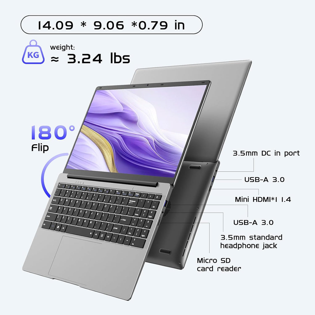 Laptop Computer 15.6' Laptops with 12GB RAM 256GB SSD,Office Suite, 100% sRGB Screen, N4000 Processor, Notebook, Dual Band WiFi5, BT4.2, USB-A, HDMI,FHD 1920 * 1080 Display,Silver