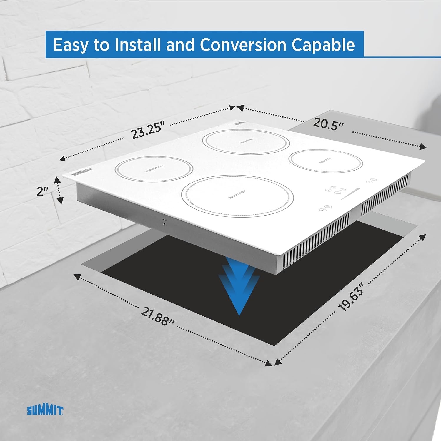 Summit 24' 4 Zone Electric Cooktop 208-240V Induction Cooktop, ADA Compliant, White- SINC4B242W