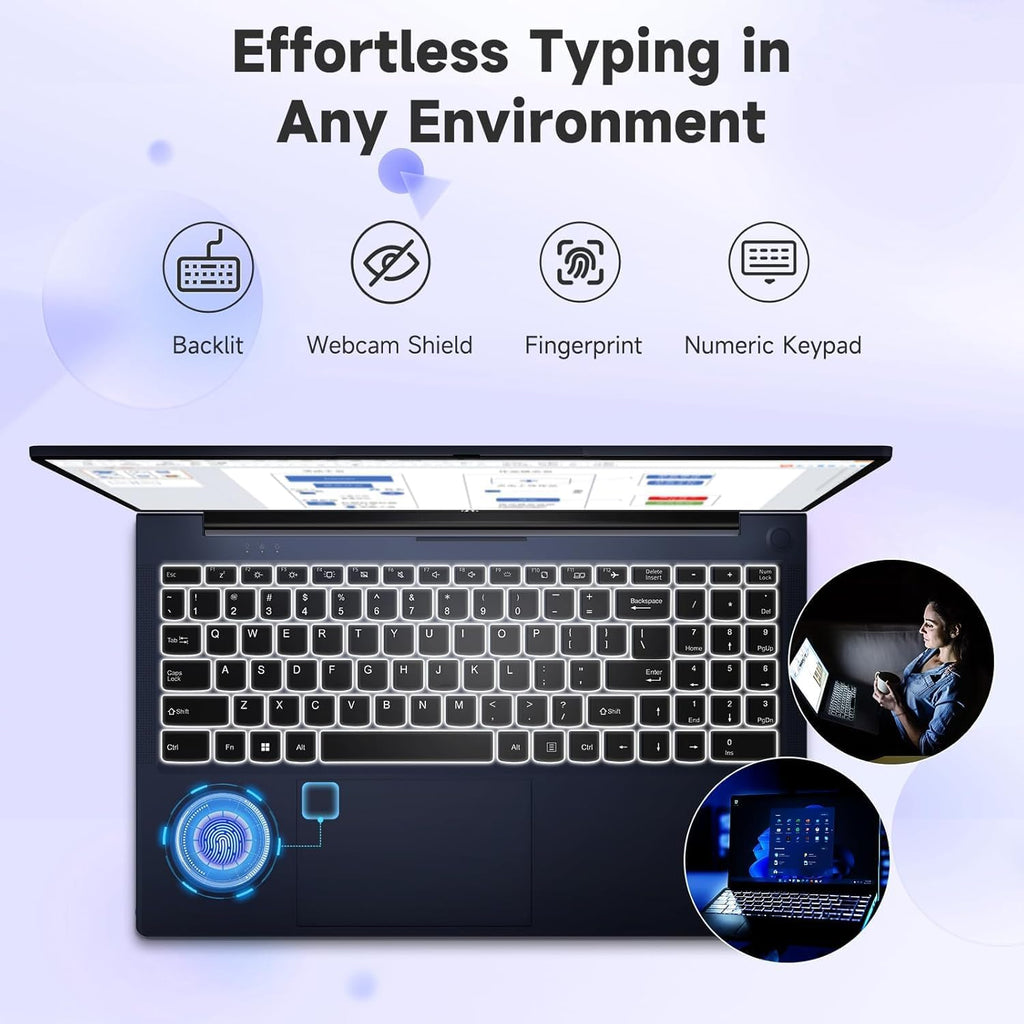 NIMO 15.6' IPS FHD-Student-Laptop, Intel 6 Cores I3-1215U (Up to 4.4GHz, Beats R5 7520U) 8GB RAM 128GB SSDComputer with 65W Type C Backlit Keyboard Fingerprint, for Home and Business