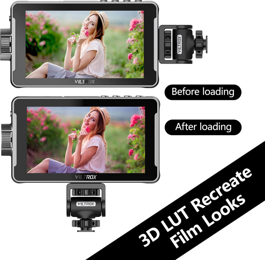 VILTROX 5.5 Inch 1200nits 4K 10bit HDMI Field Monitor, Touchscreen 3D LUT Portable Video Kit With Battery, On-Camera RGB Parade Histogram Waveform Focus Assist (DC-550 Pro)