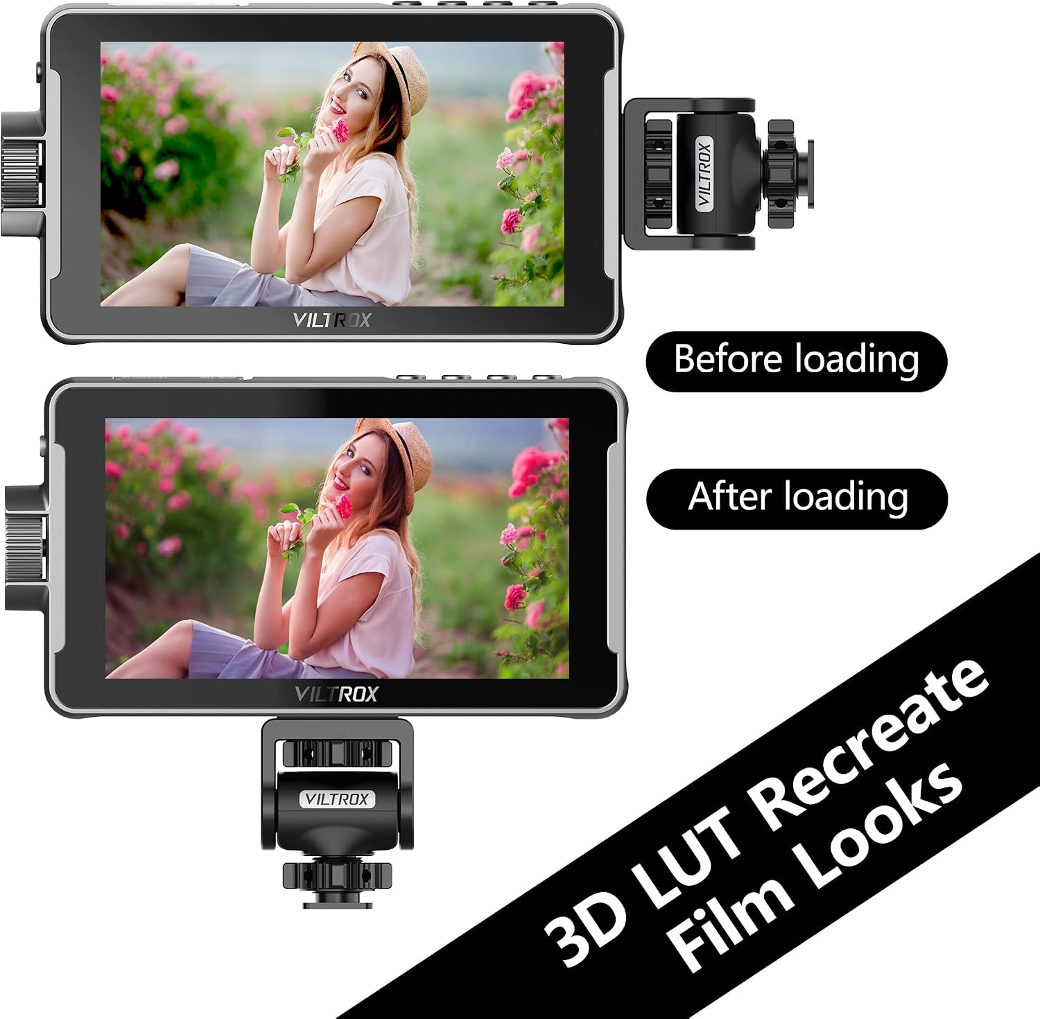 VILTROX 5.5 Inch 1200nits 4K 10bit HDMI Field Monitor, Touchscreen 3D LUT Portable Video Kit With Battery, On-Camera RGB Parade Histogram Waveform Focus Assist (DC-550 Pro)