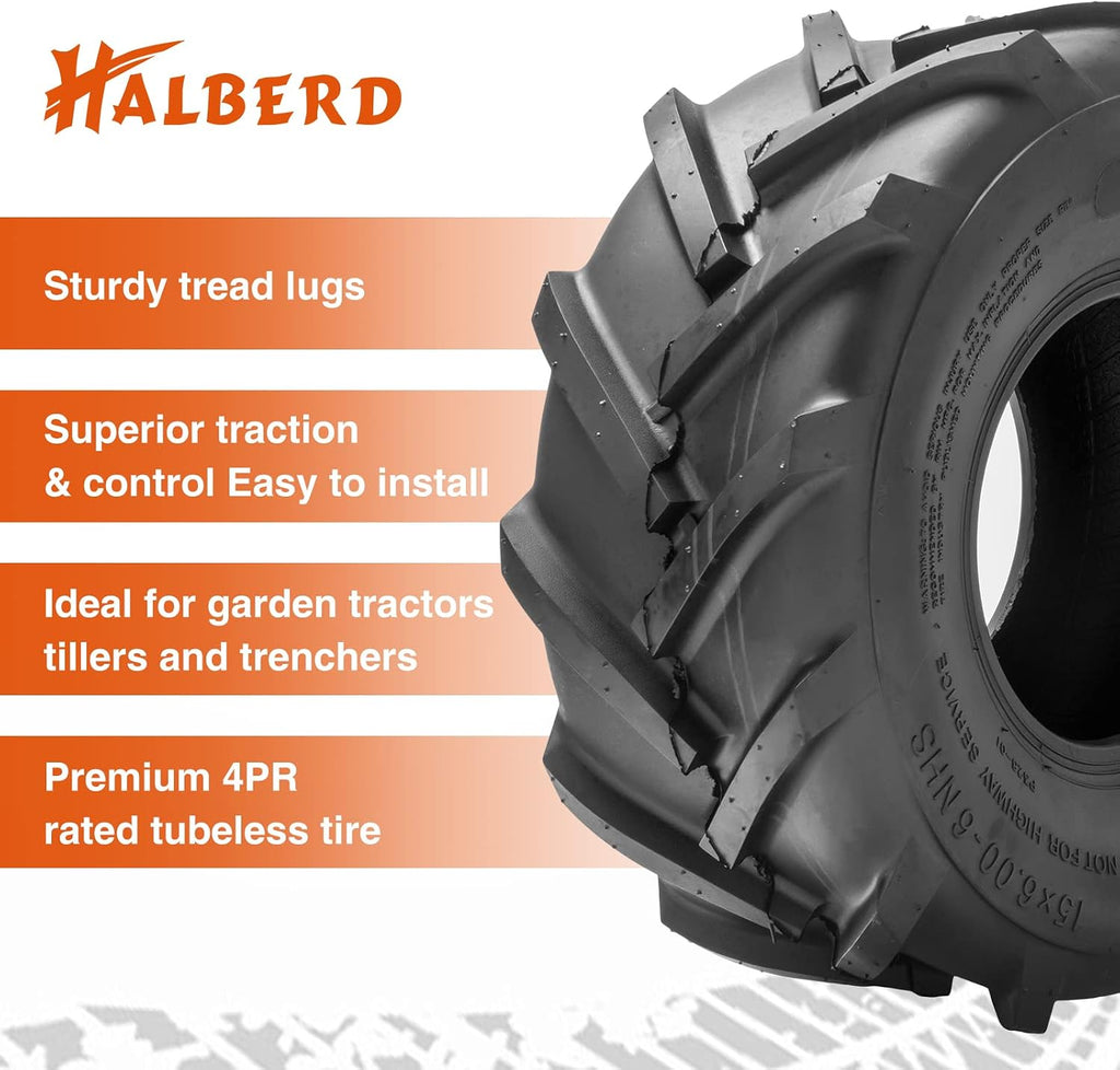 HALBERD Set of 2 18x9.50-8 Lawn Mower Tires 4PR Tractor Tires Great Traction for Garden Tractors Riding Mower Golf Cart Excavators