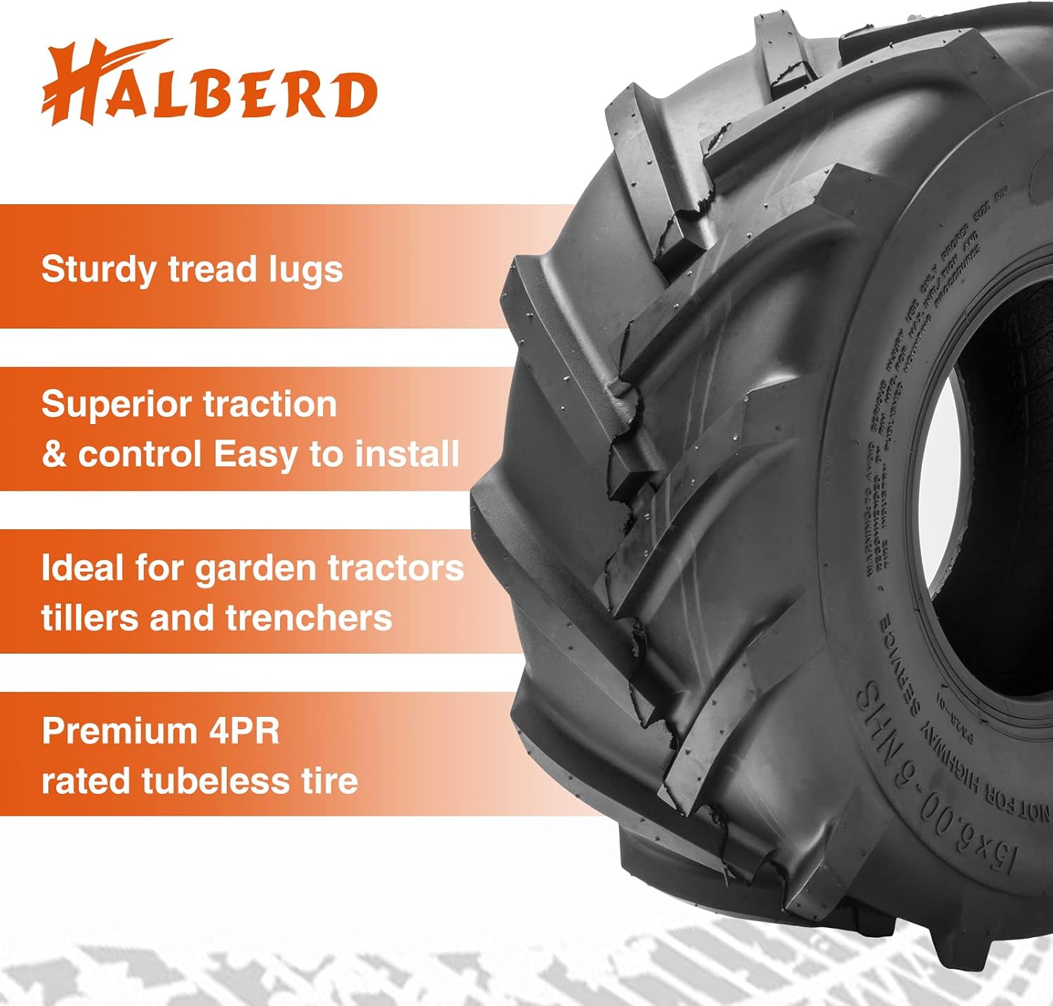 HALBERD Set of 2 20x10.00-8 Lawn Mower Tires 4PR Tractor Tires Great Traction for Garden Tractors Riding Mower Golf Cart Excavators