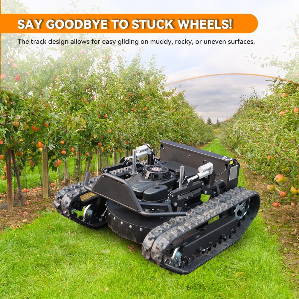 Remote-Controlled Lawnmower, 9HP Small Tank-Style Tracked Lawn Mower 22-Inch Mowing Width, Remote Start/Stop Control, Suitable for Farms, Gardens, Riverbanks, Lawns