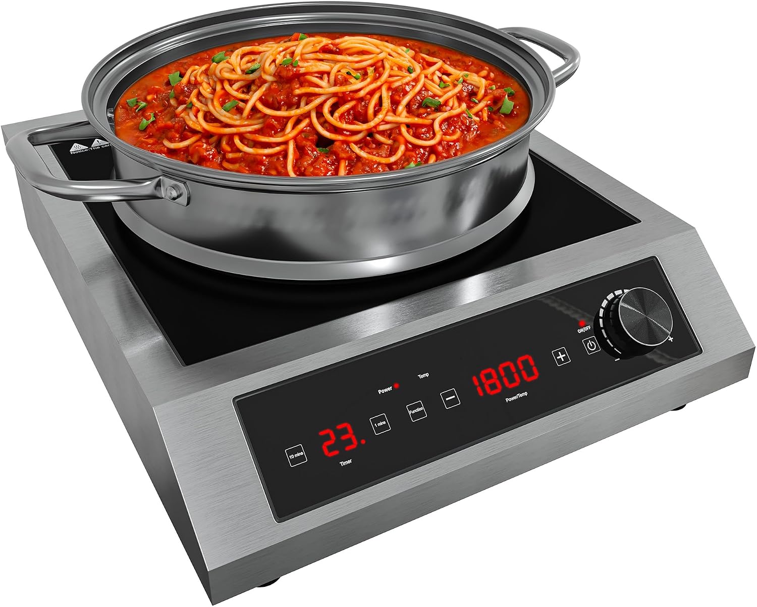 Sunvivi 1800W Portable Induction Cooktop, Commercial-Grade Electric Countertop Burner with Timer, Induction Hot Plate with LED Screen, 10 Power(100W-1800W), 14 Temp Setting(140°F-536°F),Black