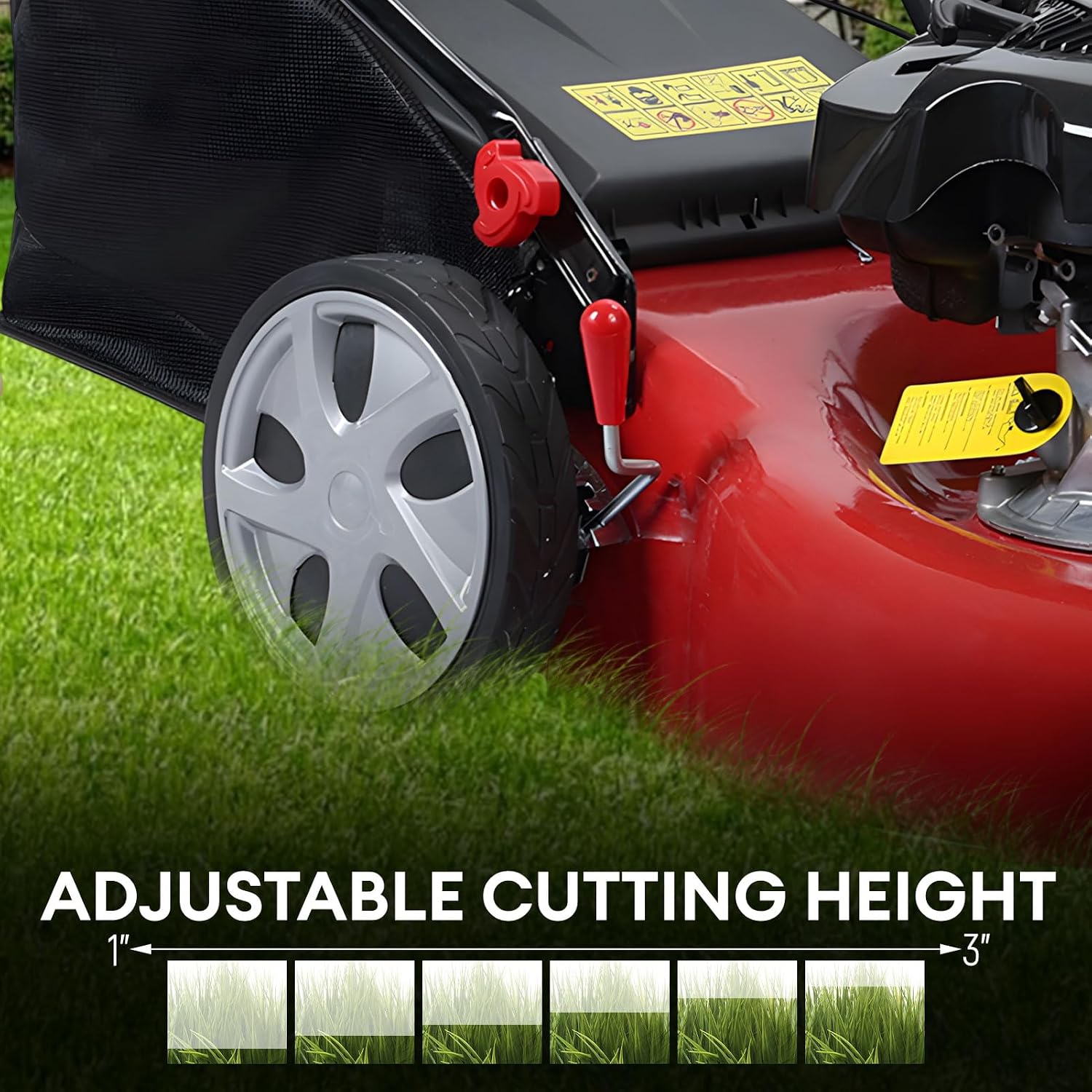 Self Propelled Gas Lawn Mower,141cc OHV Engine with Air Cooling, 20' Steel Deck, 3-in-1 Cutting System, 8-Level Height Adjustment, 20L Grass Catcher, Foldable Design Red (US Fast Arrival)