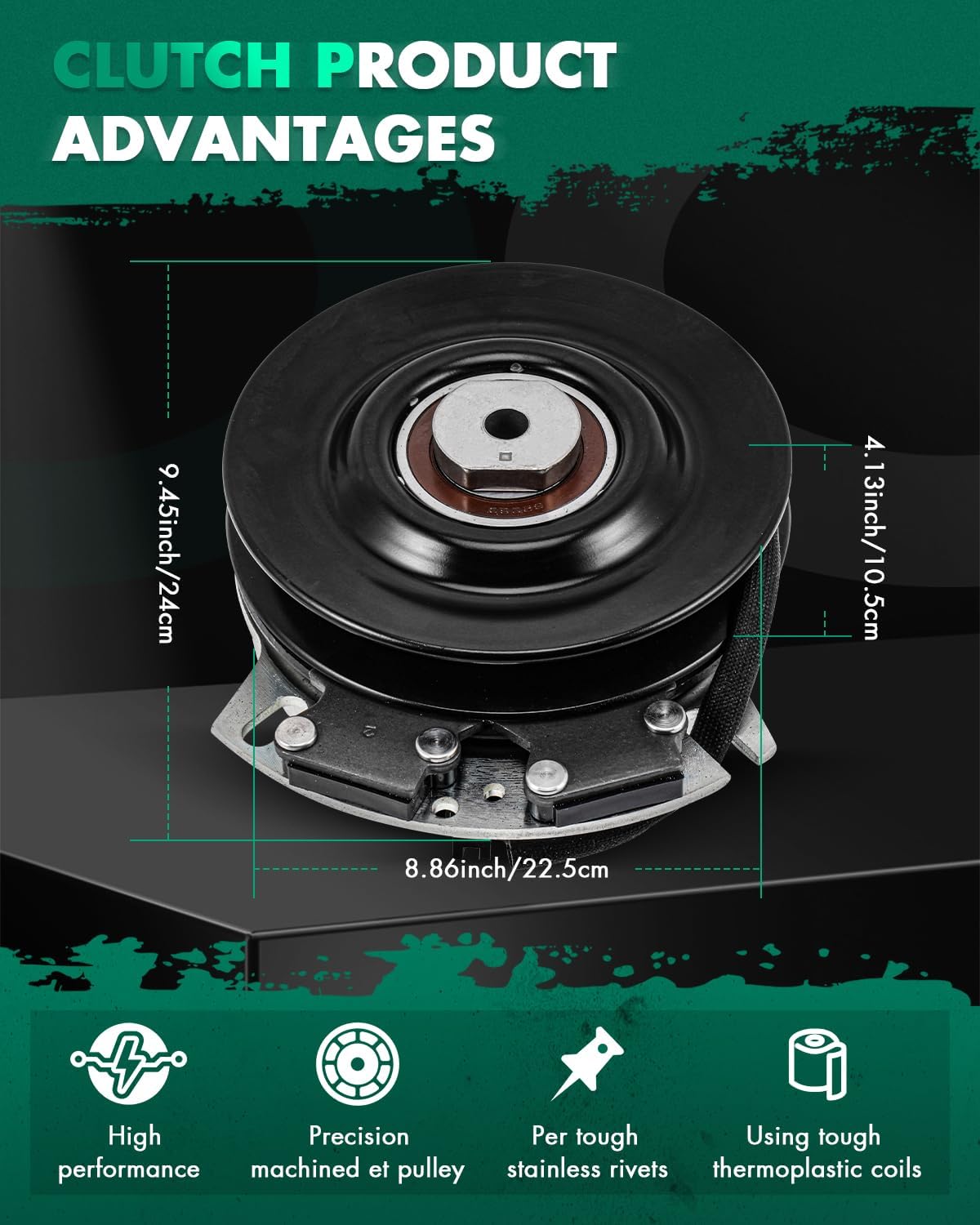 SCITOO Electric Lawnmower, PTO Clutch Fit for John Deere, for Everride, for Landoll, for Lesco: GDA10017 / for Great Dane: D38155, GDA10017 / for Rotary: 12658 / for Warner: 5219-4
