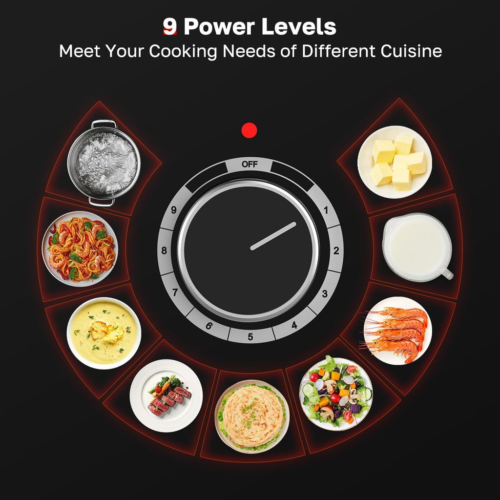 ThermoMate 30 Inch Electric Cooktop, 5 Burners Knob Control Built-in Ceramic Cooktop, 30' Radiant Electric Stove Top of 9000W with 9 Heat Levels, Hot Surface Indicator, 220-240v, Hard Wired