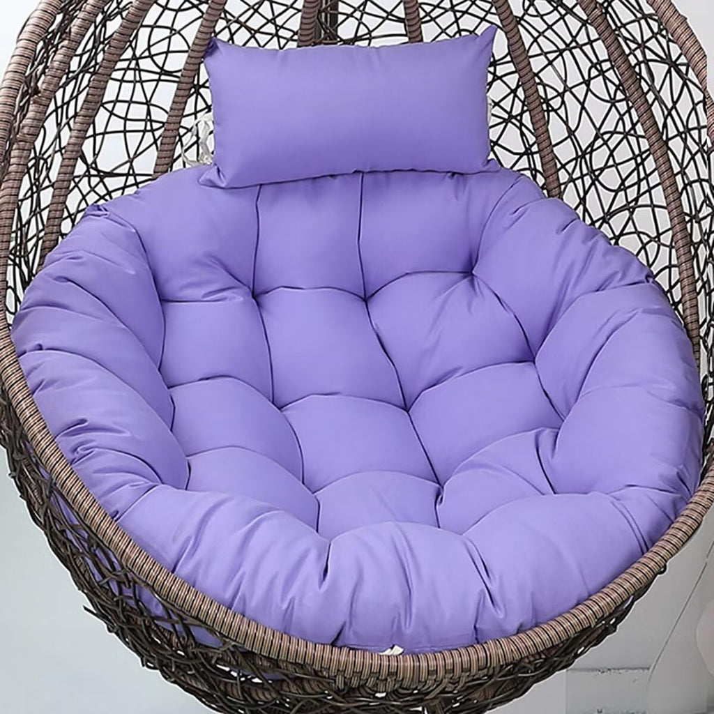 Generic Egg Chair Cushion Replacement, Round Hanging Basket Rocking Chair Cushion with Headrest, Indoor Outdoor Porch Backyard Patio Hammock Swing Replacement Cushion, Light Purple, 45 x 45 Inches
