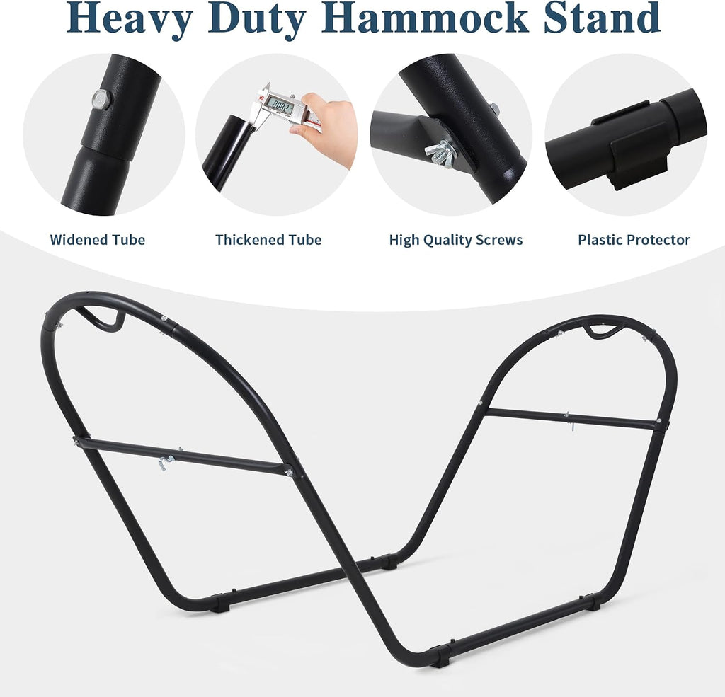 SUNCREAT Universal Steel Outdoor Hammock Stand Only, Heavy Duty, Weather-Resistant Hammock Stand for Outside, Fits 9.5 to 14 Feet Long Hammock, 475-Pound Capacity, Patent Pending, Black