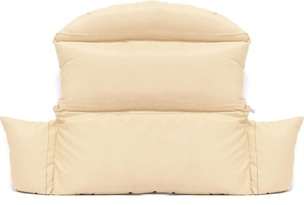 LeisureMod 2-Person Hanging Egg Chair Cushion, Quick-Drying Fabric with Soft Cotton Filling, Weather-Resistant Outdoor Seat Cushion, Machine Washable, Cream