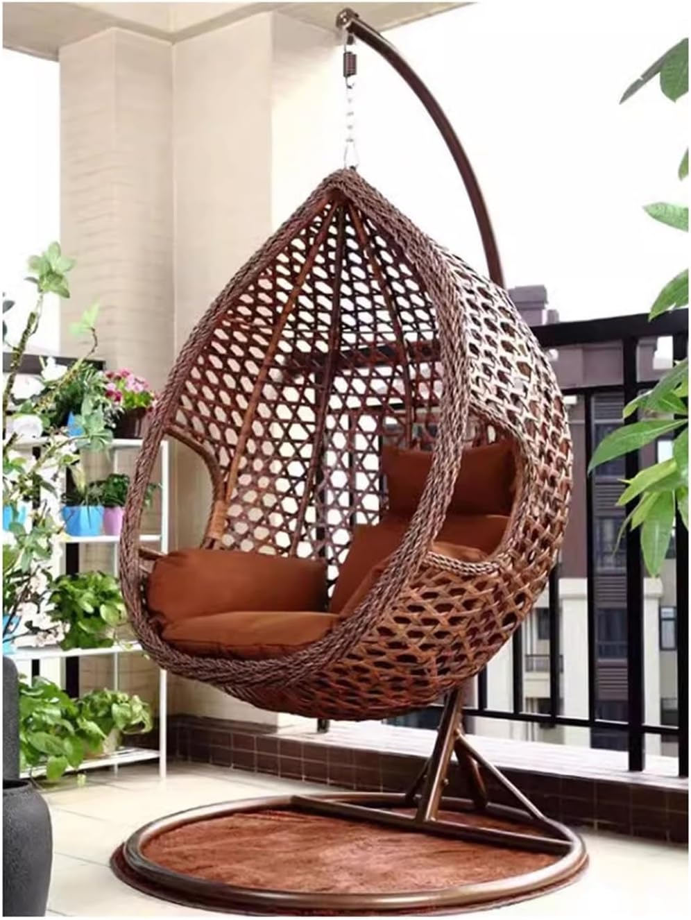 Home Rattan Chairs- Hanging Basket Cradle Hammock Balcony Swing Rocking Chair Indoor Hanging Basket Chair Patio Lounge Chair