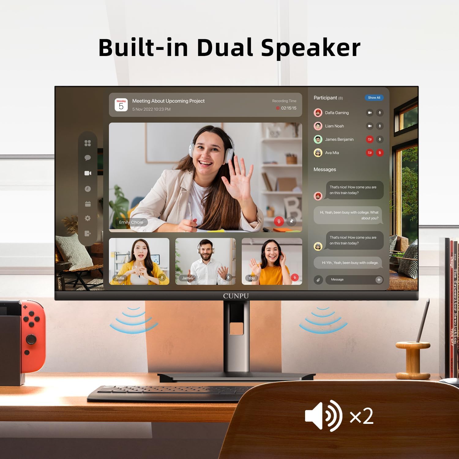 CUNPU 24 Inch 4K UHD IPS Monitor, 185PPI, ΔE < 2, 100% DCI-P3, 1.07B+ Colors, Height Vertical Adjustable Stand, Built-in Dual Speakers, VESA – for Photo Editing, Office Work & Home Entertainment