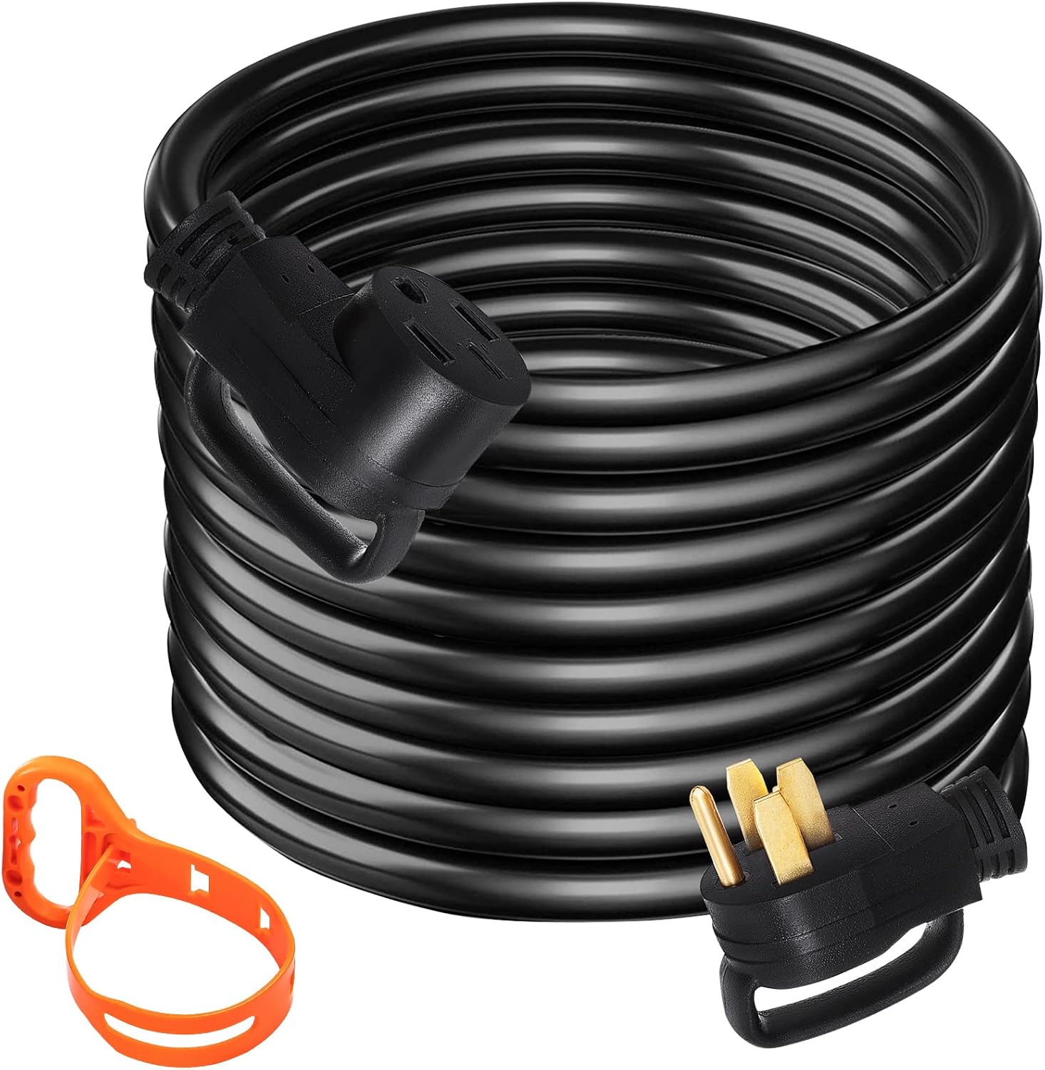 VEVOR 50FT 50Amp RV Extension Cord NEMA N14-50P to N14-50R, 125 / 250V Heavy Duty STW 6/3+ 8/1 RV Power Cord, for EV Charging and RV Trailer Campers