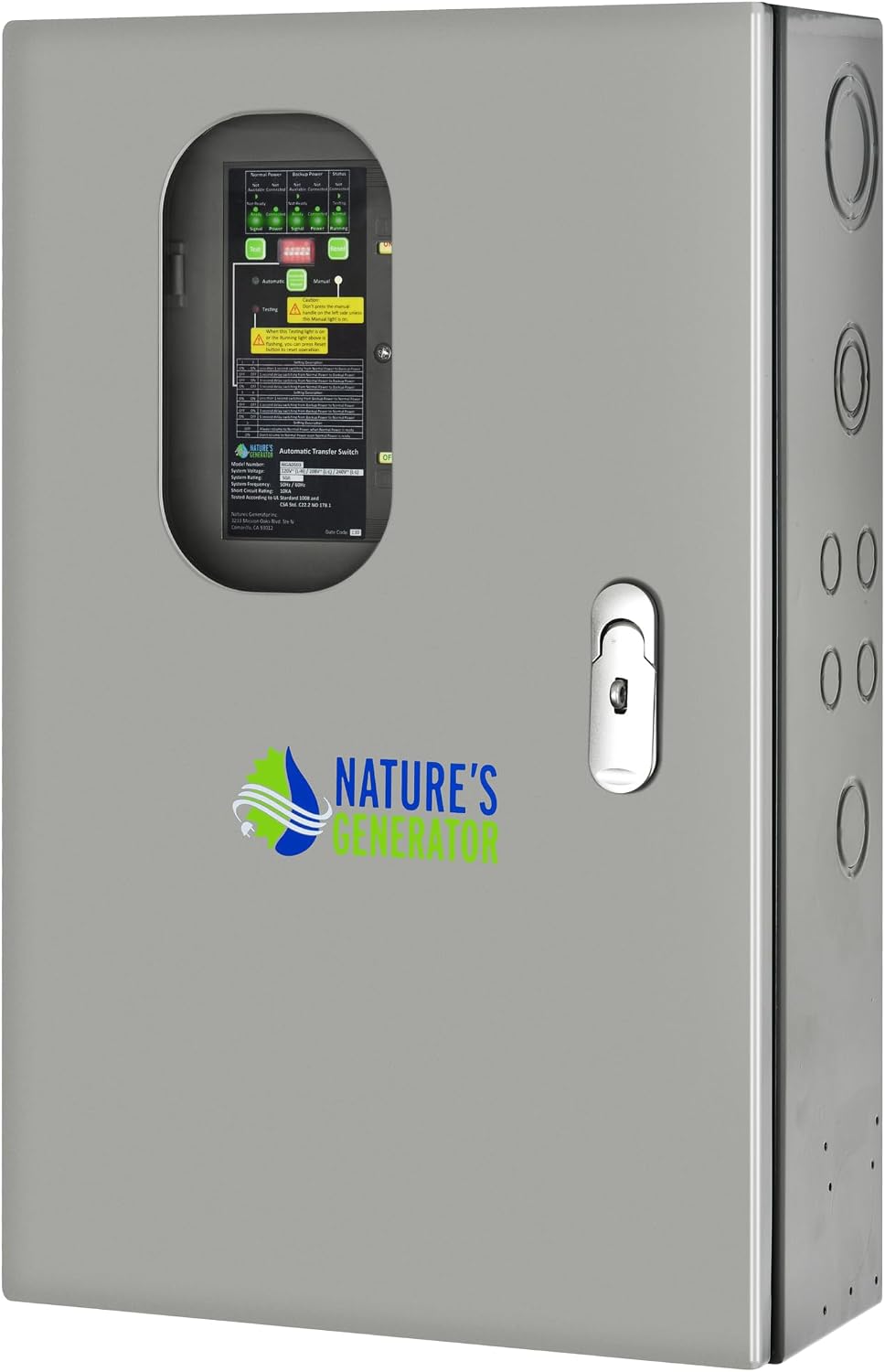 Nature's Generator Pre-Wired 120V/240V 30A 8 Circuits Automatic Transfer Switch UL Approved