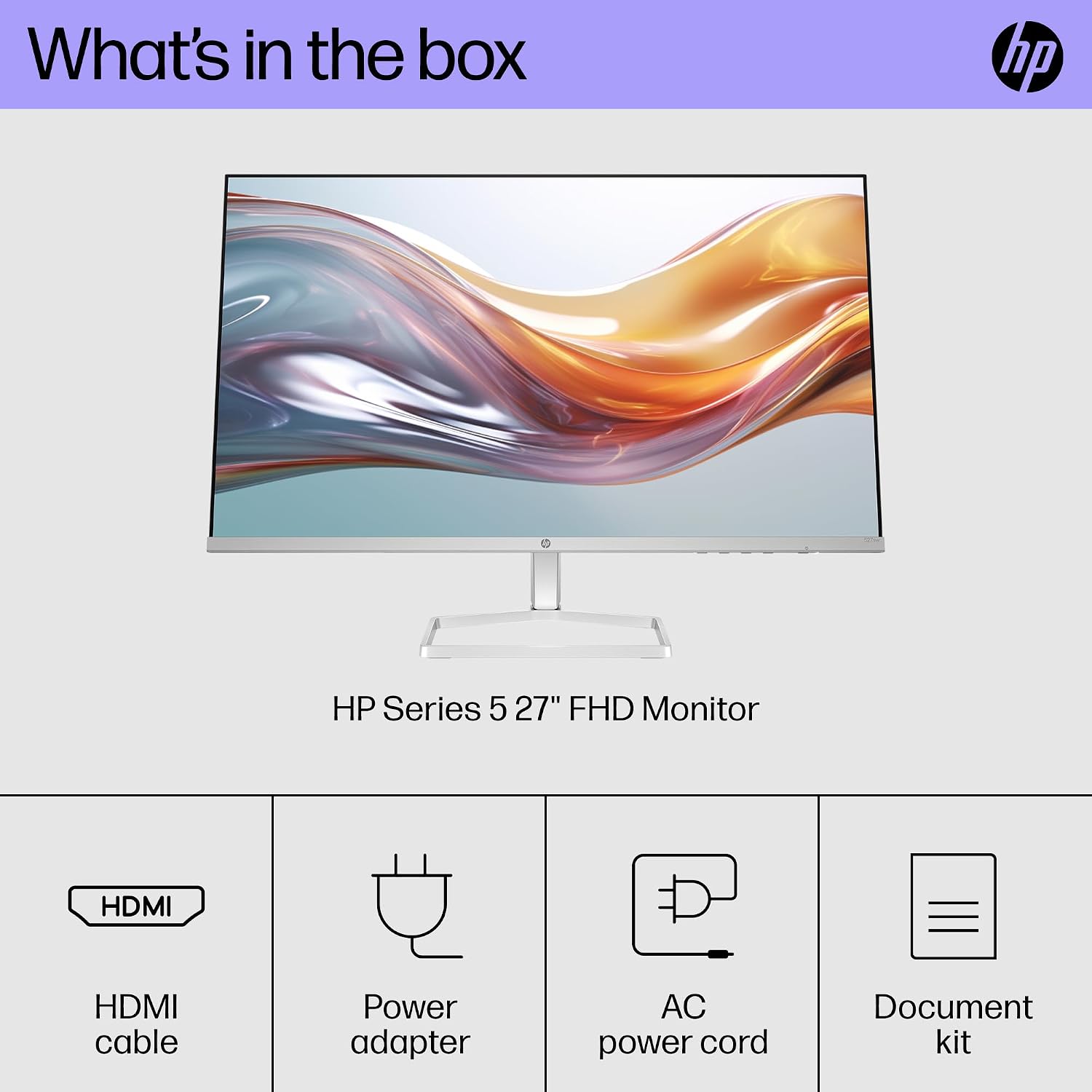 HP Series 5 27 inch FHD Monitor, Full HD Display (1920 x 1080), IPS panel, 99% sRGB, 1500:1 contrast ratio, 300 nits, Eye Ease, 527sw (2024) (Renewed)