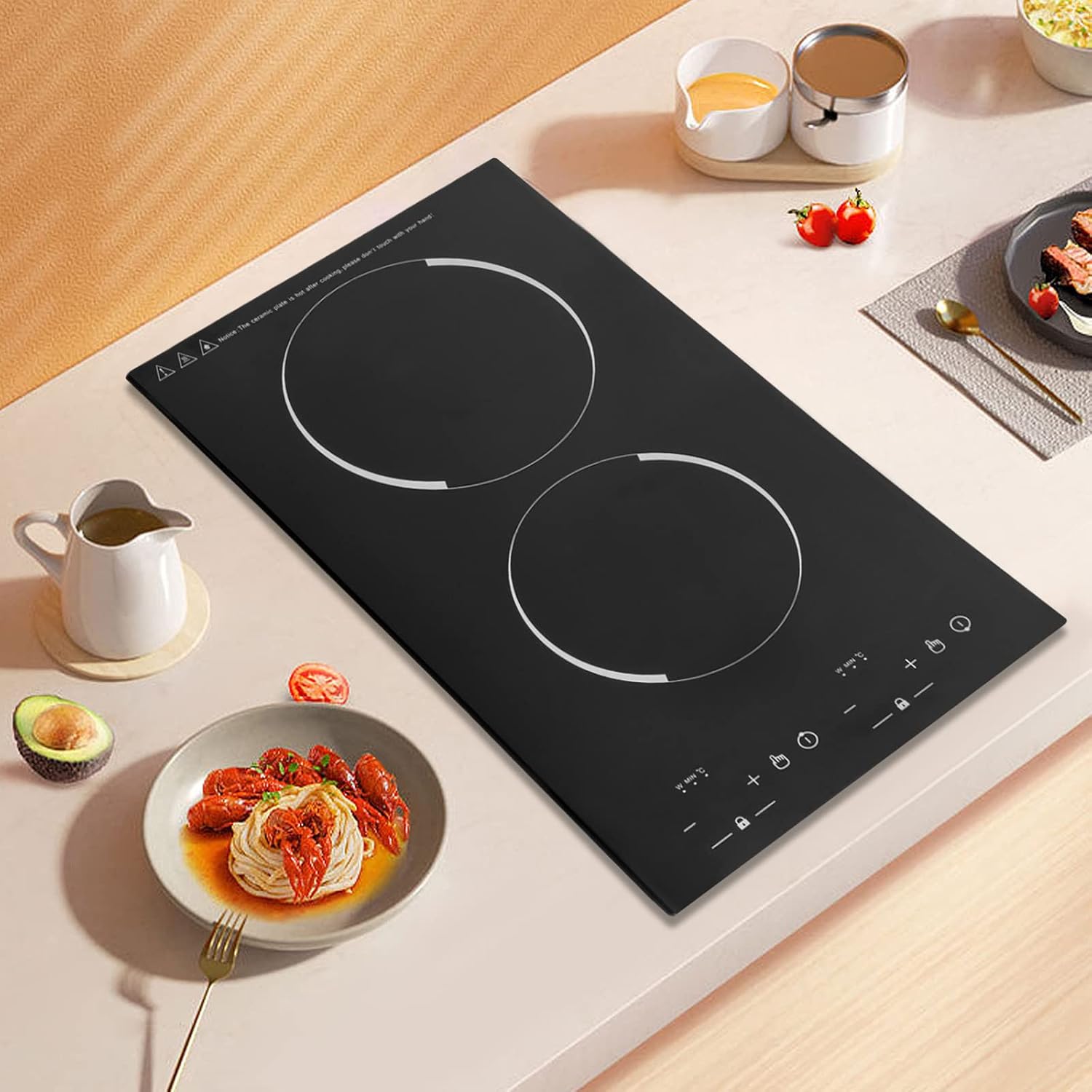 4000W 2 Burners Double Induction Cooktop 110V Portable Induction Cooktop Electric Cooktop Hot Plate Electric Induction Cooker Stove with LCD Touch Screen Electric Stove Top Burner Electric Countertop