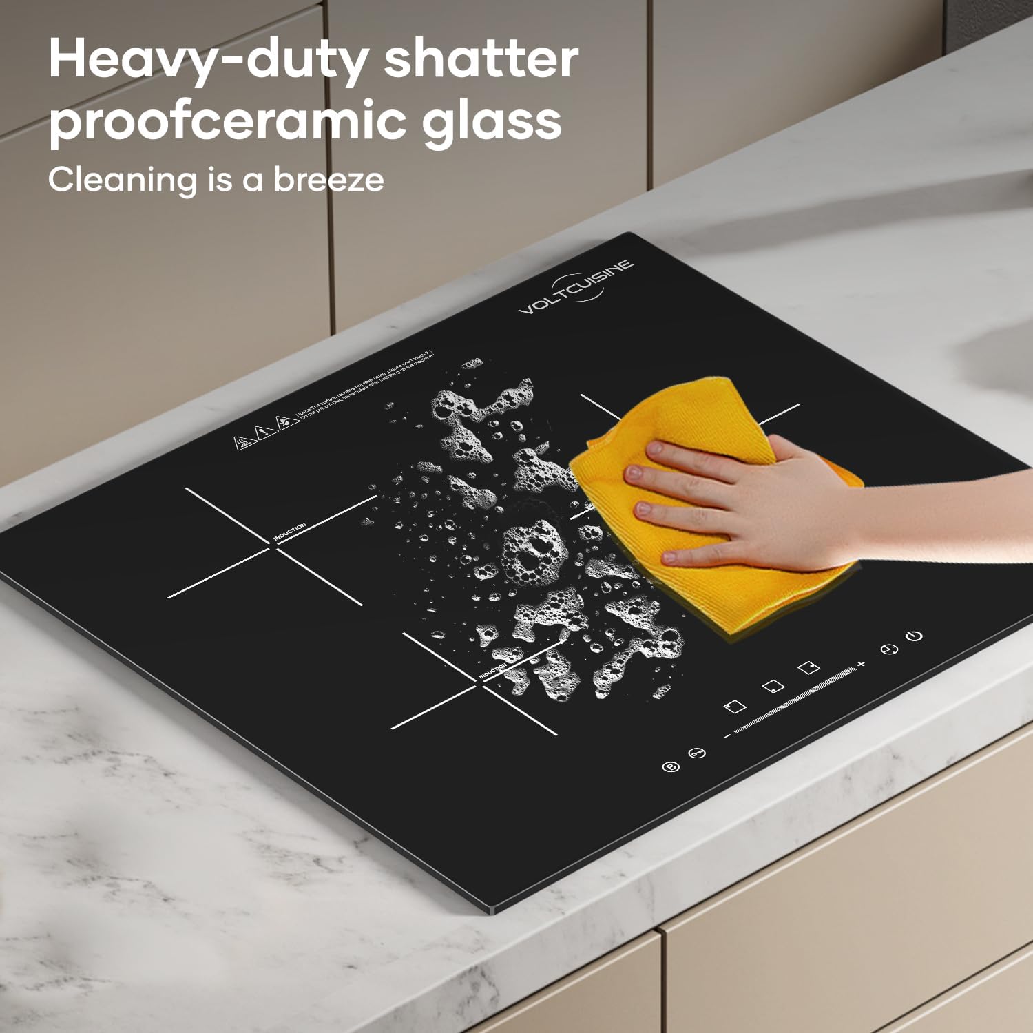 24' Built-in Induction Cooktop 5400W, 3 Burner Electric Stove for Kitchen Countertop, Touch Control, Safety Lock, Easy Clean Glass Surface
