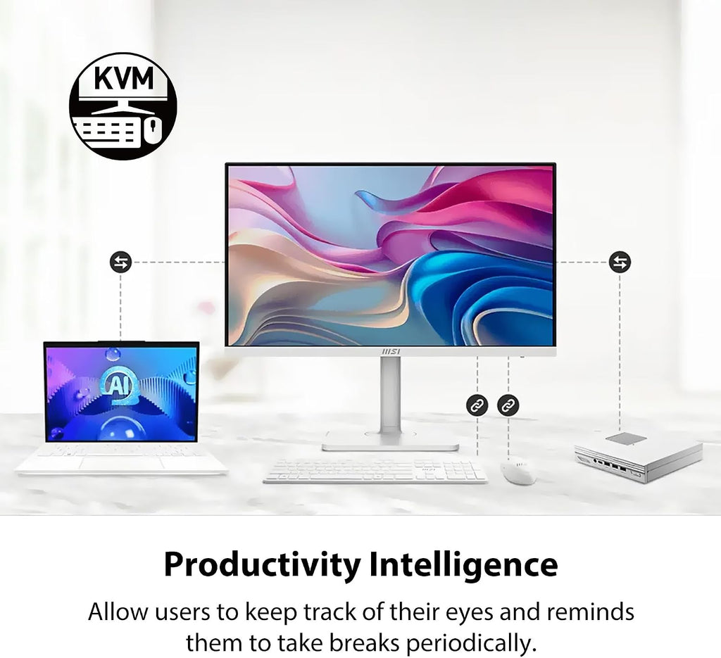msi Modern MD27UPHW 27-inch IPS 3840 x 2160 (UHD) Computer Monitor,60 Hz,Adaptive-Synch,Display HDR 400,HDMI,DisplayPort,VESA Mountable,Height Adjustable,Speaker,White