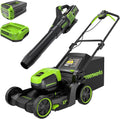 Greenworks 60V 17' Brushless (Push) Mower + 60V (610 CFM) Brushless Blower, 4.0Ah Battery and 3A Charger