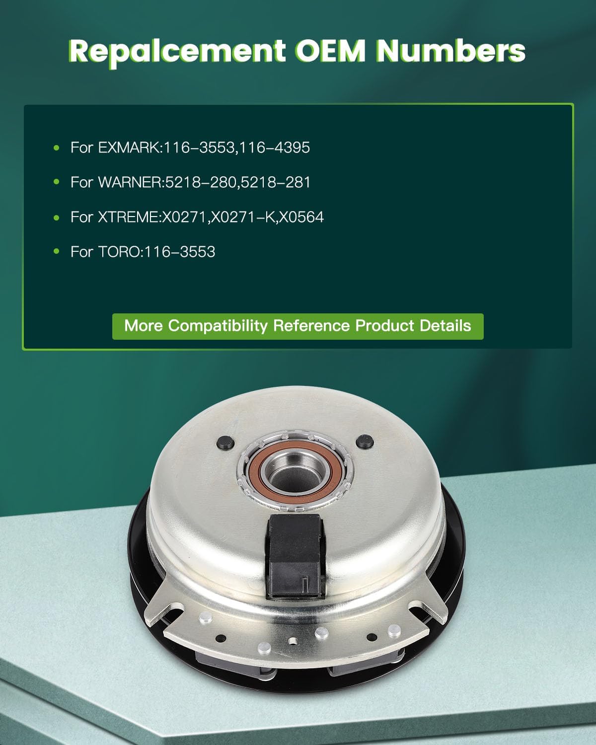 SCITOO PTO Clutch for Toro Fit For for Warner 116-3553,116-4395 for Exmark,116-3553 for Toro,5218-280,5218-281 for Warner,X0271,X0271-K,X0564 for Xtreme Electric Lawnmower Clutch