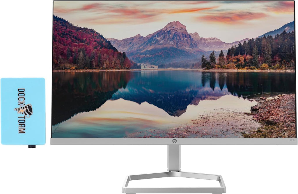 HP M22f 22' 1080P FreeSync Monitor 2D9J9AA#ABA Bundle with Docztorm Dock, 22' IPS FHD (1920x1080) 75Hz Anti-Glare Display, HDMI, VGA, Ideal for Home & Business (2026 Latest Model) - Pack of 1