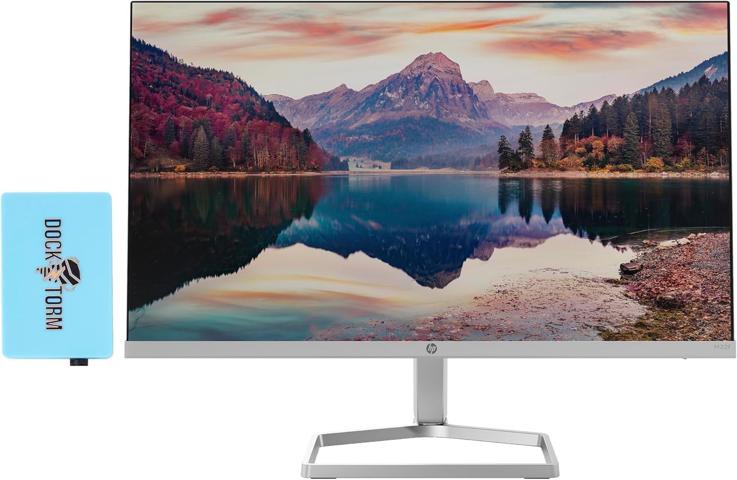 HP M22f 22' 1080P FreeSync Monitor 2D9J9AA#ABA Bundle with Docztorm Dock, 22' IPS FHD (1920x1080) 75Hz Anti-Glare Display, HDMI, VGA, Ideal for Home & Business (2026 Latest Model) - Pack of 1