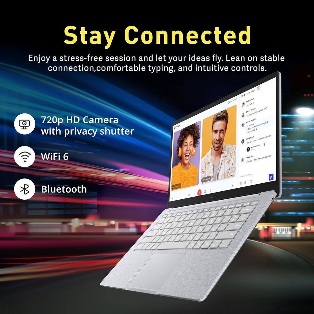 ASUS Chromebook CX14 14.0' FHD Touch Display (Intel Celeron N4500, 8GB RAM, 256GB Storage (128GB SSD + 128GB Micro SD Card), Wi-Fi 6, BT, HD Webcam, Chrome OS) - Ideal for Everyday Value Use (Renewed)