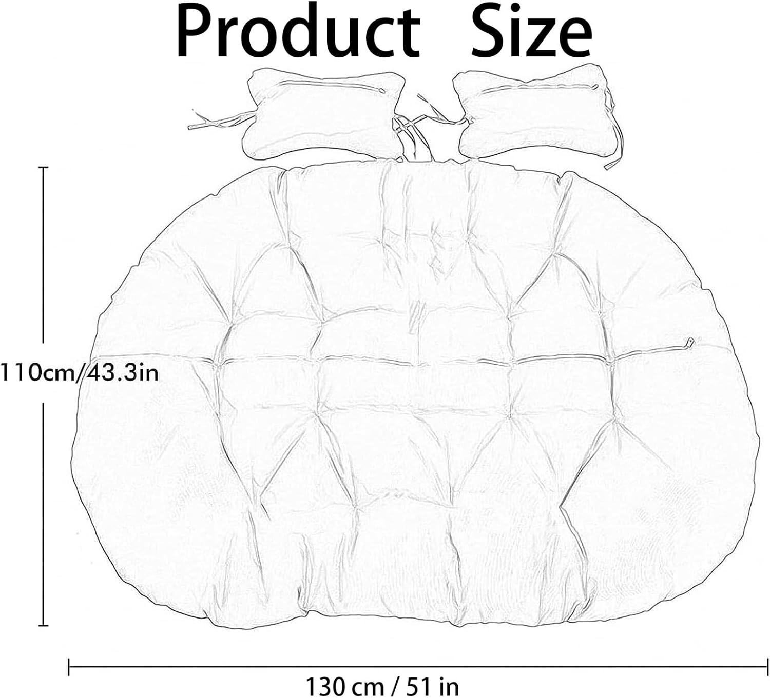 Egg Chair Swing Cushion, 2 Person Hanging Egg Chair Cushion Replacement, Double Hanging Basket Chair Cushion, Hanging Hammock Chair Cushion(K,130 * 110cm/51 * 43in)