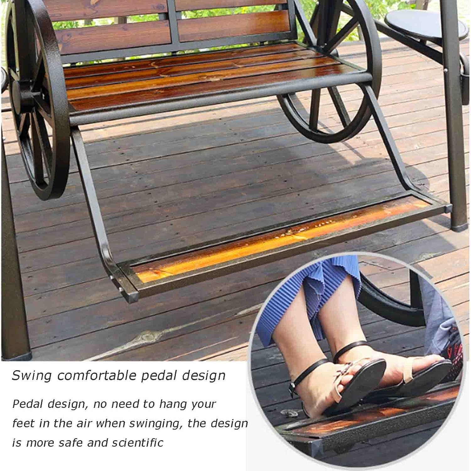 Outdoor Swing, Garden Rocking Chair Swing, Indoor Terrace Garden with Pedal Hanging Chair, Steel Frame Structure with Canopy Porch Swing
