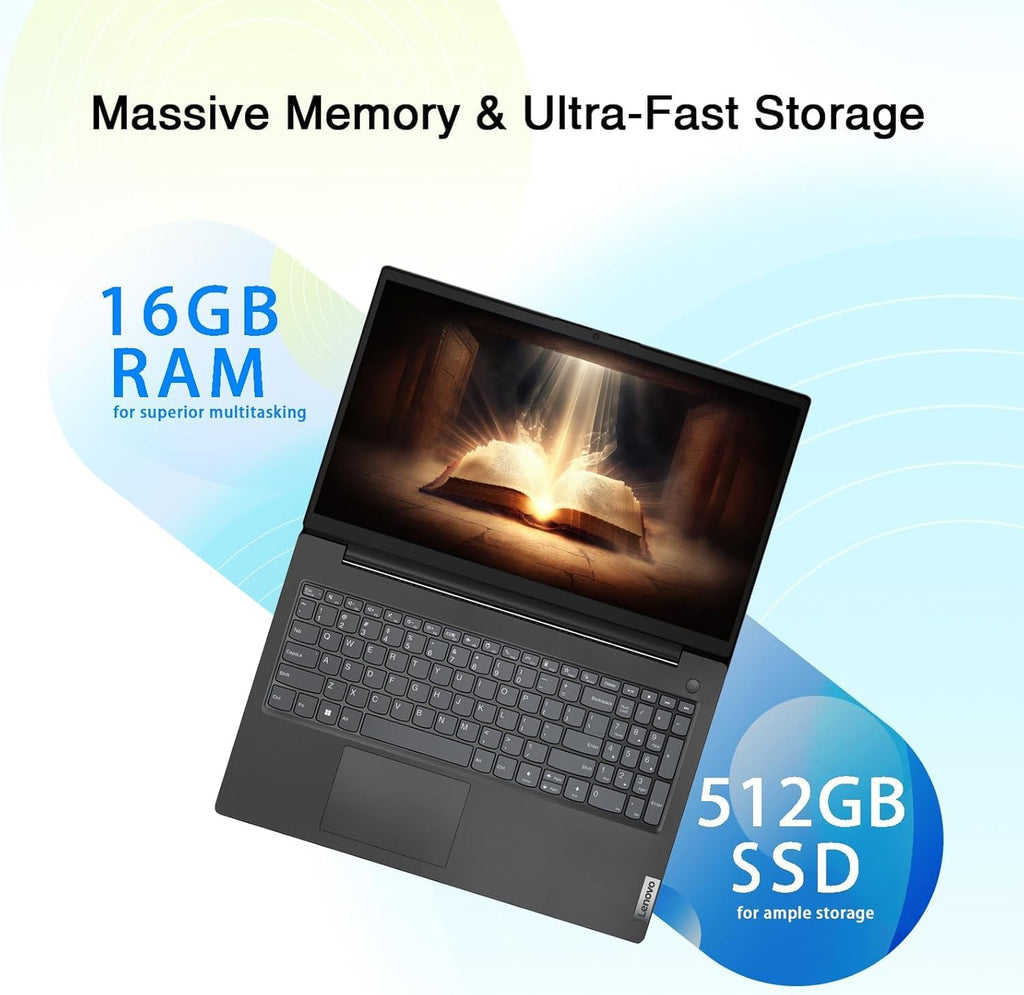 Lenovo V15 Business Laptop | 2025/2026 Edition | Intel Pentium 4-Core Series Processor | 15.6 FHD Screen (1920 x 1080) | 16GB RAM | 512GB PCIe SSD | Ethernet RJ-45 | WiFi-6 | Windows 11 Pro