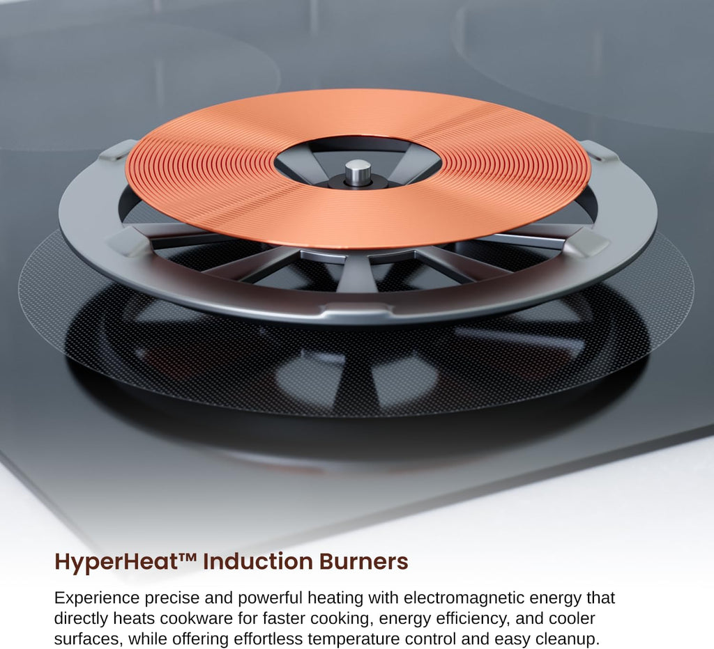 Rangaire RCI361S 36' Induction Cooktop, 10900W, 5 Burners, Built-in Stove Top, Booster & Timer, 9 Power Levels, Slide Touch Control, Child Safety Lock, 240V Hard Wire, Ceramic Surface