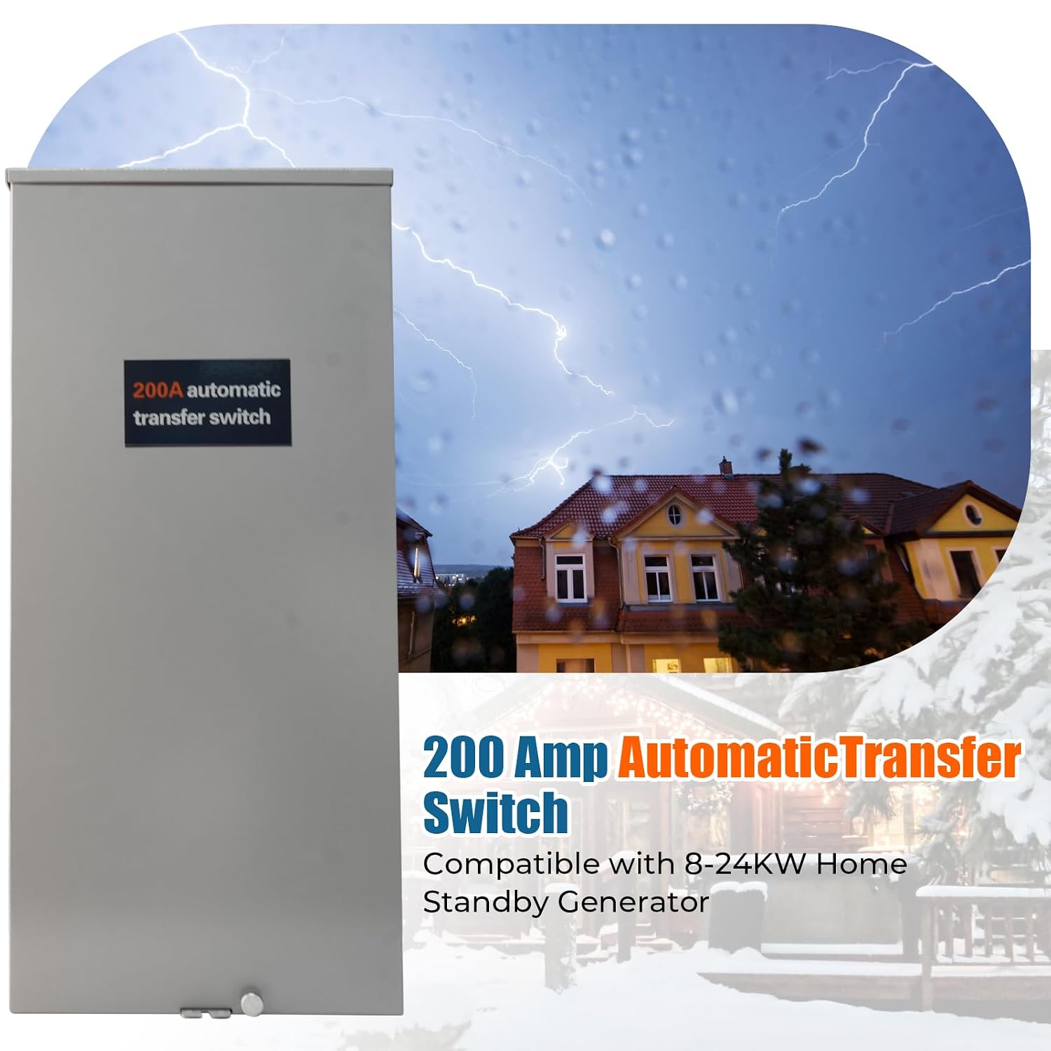 200 Amp Automatic Transfer Switch Replacement for Generac RXSW200A3 - Service Entrance Rated - NEMA 3R Outdoor Aluminum Enclosure - Compatible with Evolution or Nexus Controllers