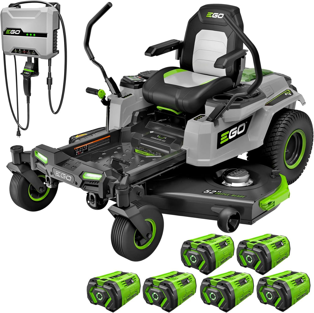 EGO POWER+ Z6 Zero Turn Riding Lawn Mower, 52' Deck, Includes (6) 56V 10.0Ah Batteries and 880W Charger - ZT5216L