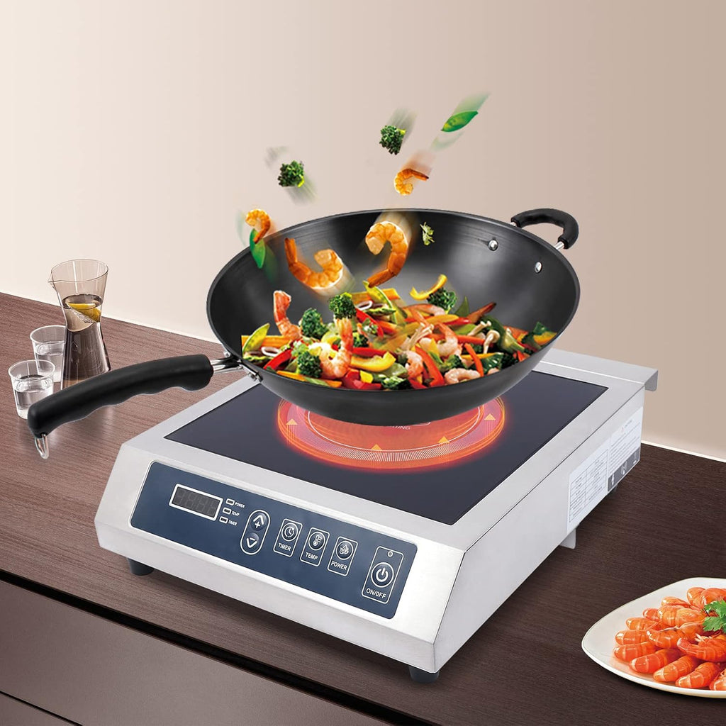 Portable Induction Cooktop,14' Shatter-Proof Ceramic Glass, 9' Heating Coil, 13 Temp Levels up to 460°F, Commercial Range Countertop Burner with Sensor Touch and LCD Screen