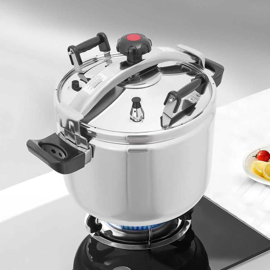 42.3QT Stainless Steel Pressure Cooker, 60Kpa High-Pressure Cooking Pot, Large Steamer Cooking Pressure Canner with Safety Valves for Family or Commercial Use on Gas Stovetop & Induction Cooktop