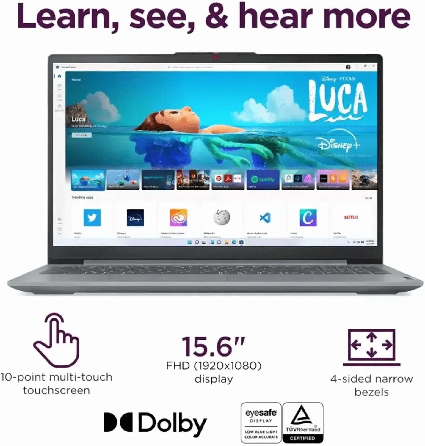 Lenovo Slim Touchscreen Laptop (15.6' FHD, AMD Ryzen 7 5825U (> Intel i7-1255U) 16GB RAM, 512GB SSD), IdeaPad 3 for Business, Home, School, 10-Hr Long Battery Life, Wi-Fi 6, Win 11 Home, Arctic Grey
