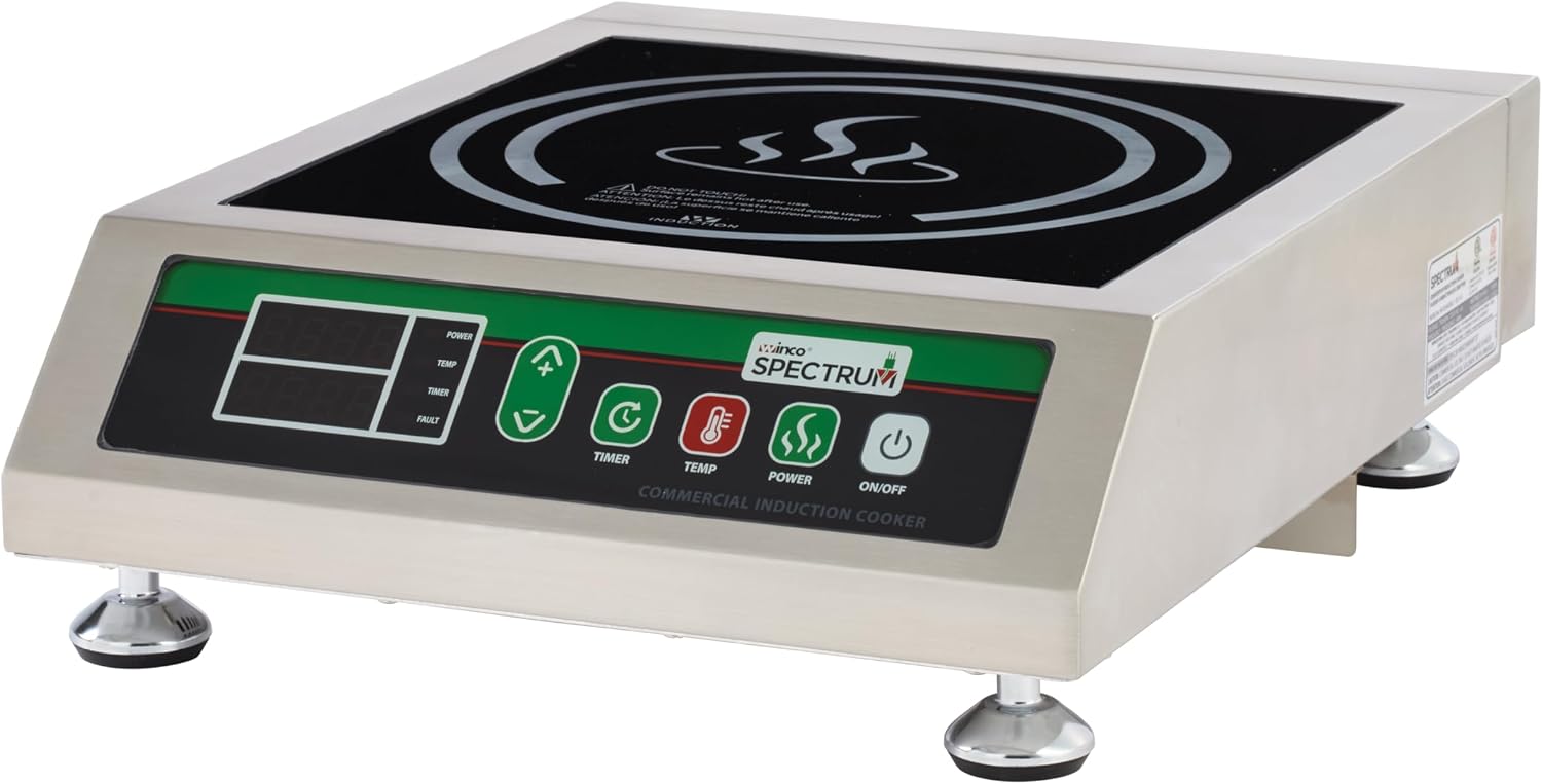 Winco EICS-18C Commercial-Grade Portable Induction Cooktop Burner with NEMA 5-20P Plug, 1800 W (NEMA 5-20P Plug), 120V