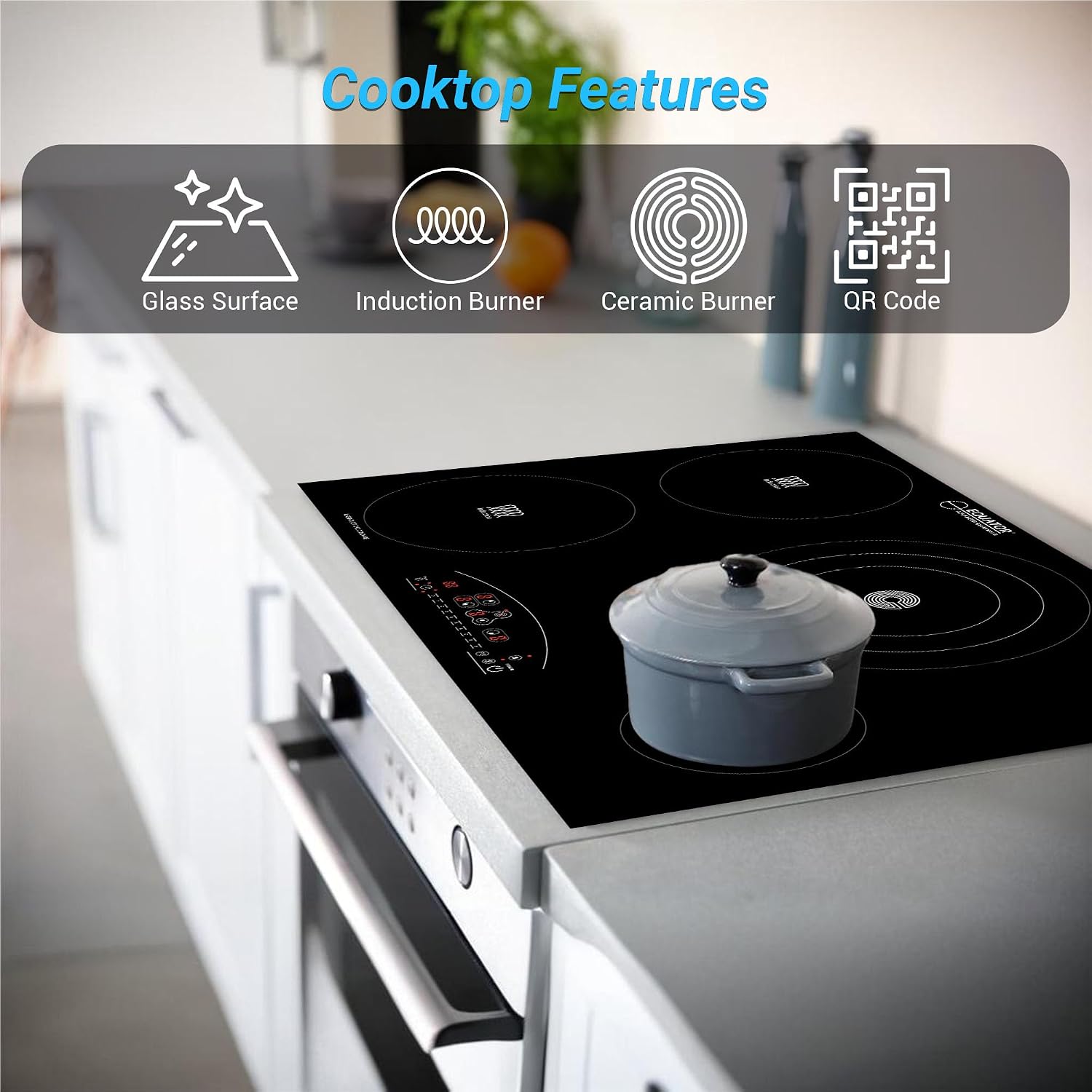 Equator 30-inch Electric Hybrid Cooktop with 2 Induction & 2 Ceramic Burners Dual Cooking Modes for Flexible, Fast, and Efficient Cooking Sleek Built-in Design