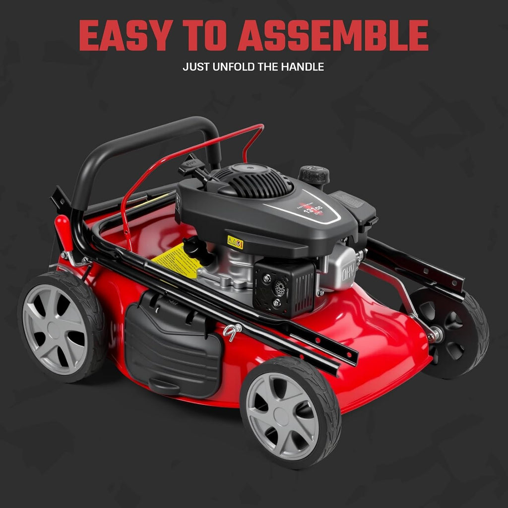 Foldable Self-Propelled Gas Lawn Mower with 131cc 4-Stroke Engine, 3-in-1(Bag/Mulch/Rear Discharge),8 Cutting Heights, Durable Steel Deck, Forced Air-Cooling System