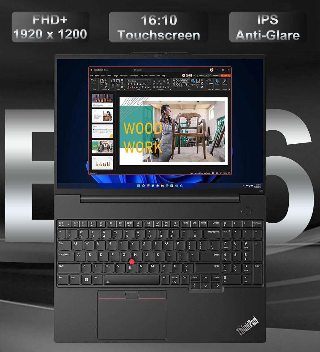 Lenovo ThinkPad E16 Business AI PC Laptop (16' FHD+ Touchscreen, Intel 12-Core Ultra 5 125U (> i7-1355U), 64GB DDR5, 2TB SSD), Backlit, Fingerprint Reader, Thunderbolt 4, Ethernet, Wi-Fi, Win 11 Pro