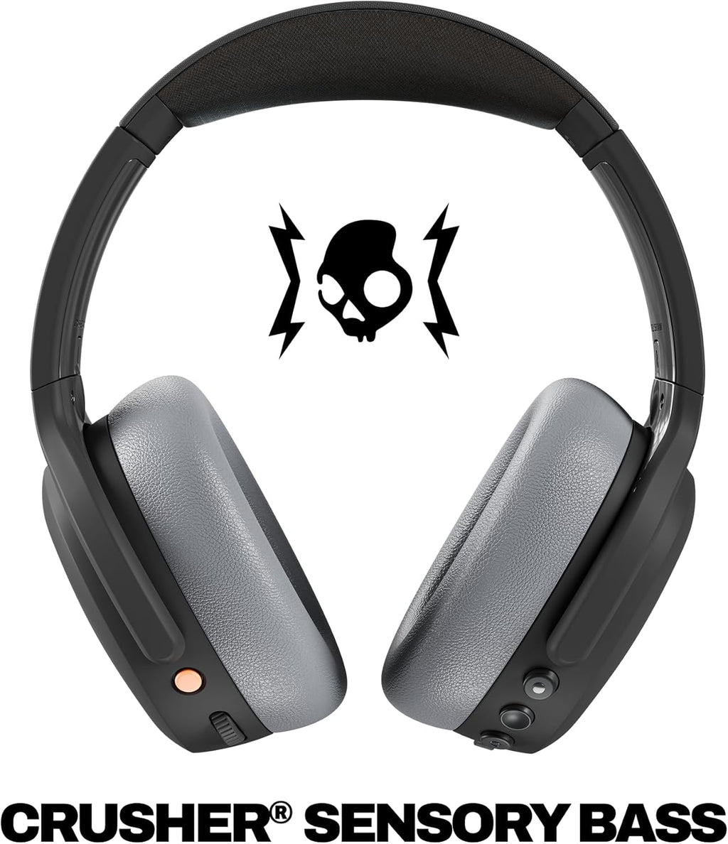 Skullcandy Crusher ANC 2 Wireless Over-Ear Bluetooth Headphones with Multi-Sensory Bass, Active Noise Cancelling, Up to 60 Hours Battery, Microphone for iPhone Android - Black/Asphalt