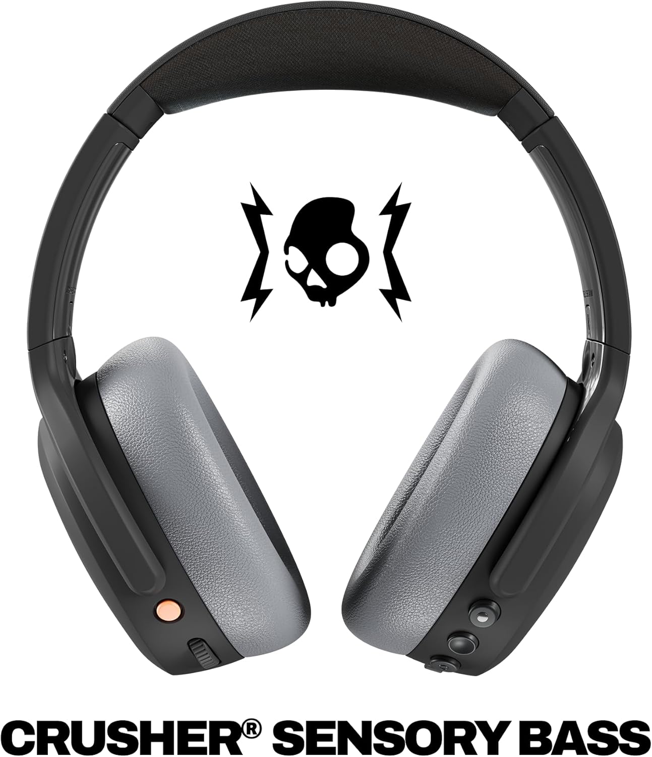 Skullcandy Crusher ANC 2 Wireless Over-Ear Bluetooth Headphones with Multi-Sensory Bass, Active Noise Cancelling, Up to 60 Hours Battery, Microphone for iPhone Android - Black/Asphalt