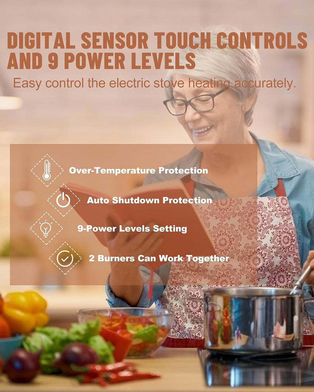 2 Burner Induction Cooktop, 3500W Built-in Induction Stovetop with BOOST, Weceleh 12 inch Electric Cooktop, 9 Power Levels, Safety Lock, Timer, Touch Control, No Plug, 220-240V