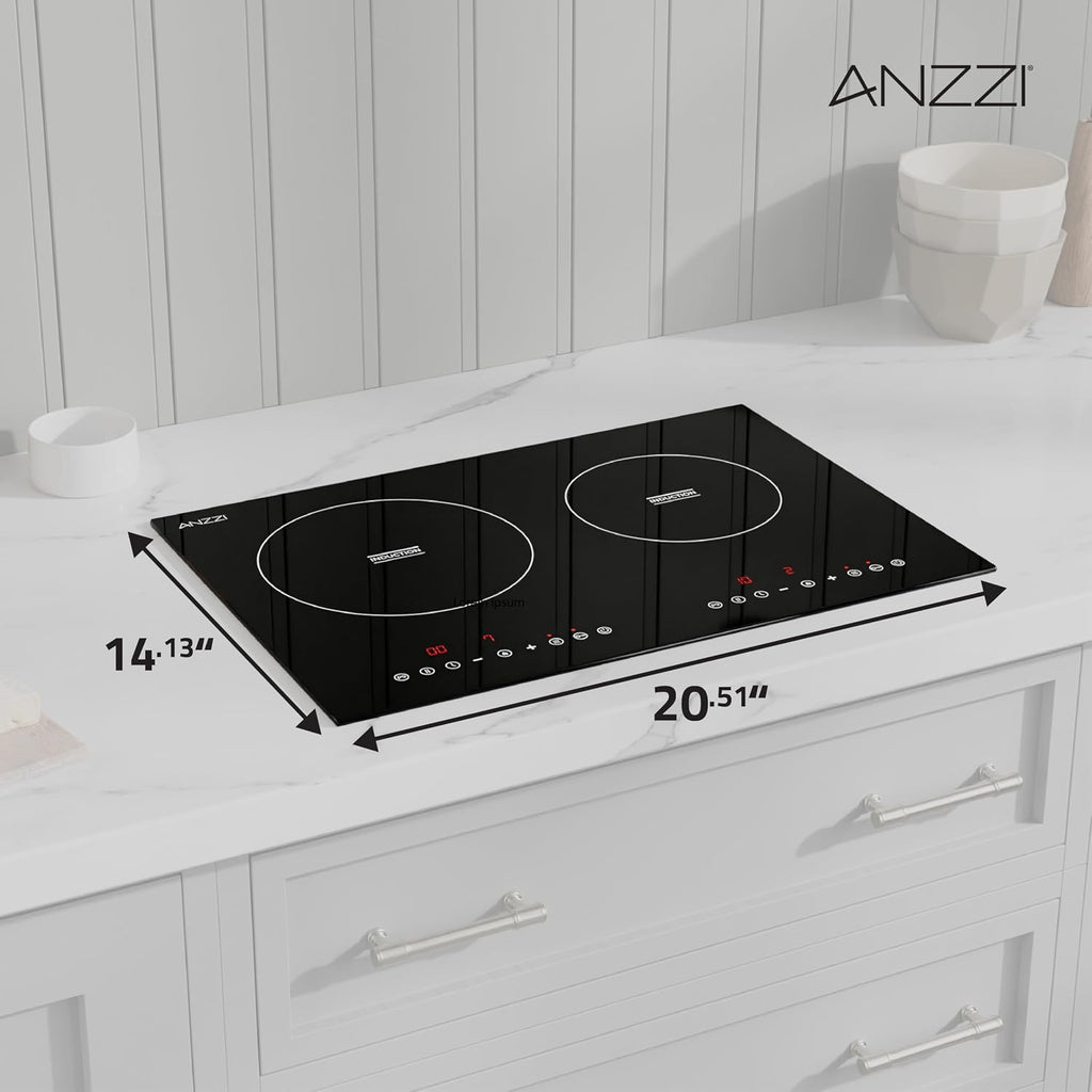 20 in. Induction Cooktop in Black with Child Safety Lock, Auto Switch Off, and 2 Zones