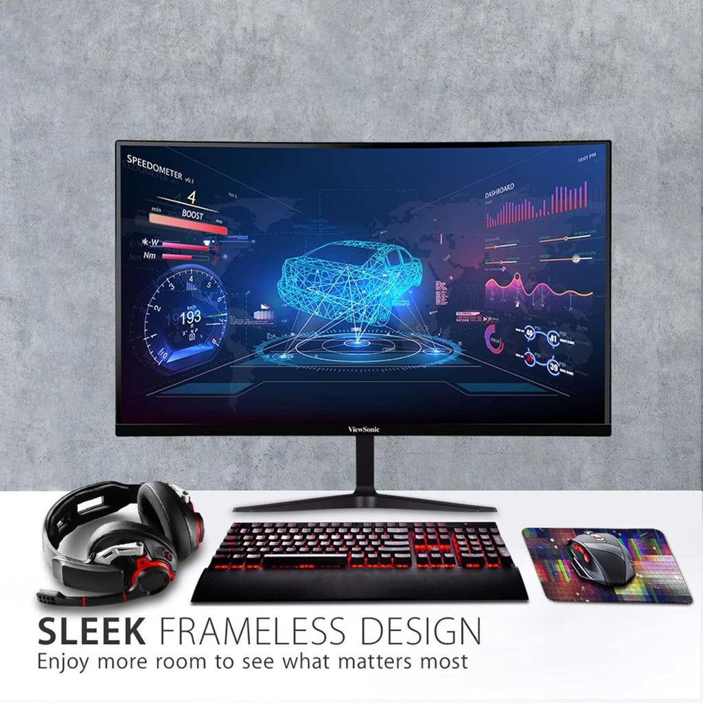 ViewSonic VX2718-PC-MHD 27 Inch 1080p Curved Gaming Monitor, 200Hz and 1ms for Smooth Gameplay, FreeSync Premium and Eye Care Technology, HDMI, and DisplayPort Inputs