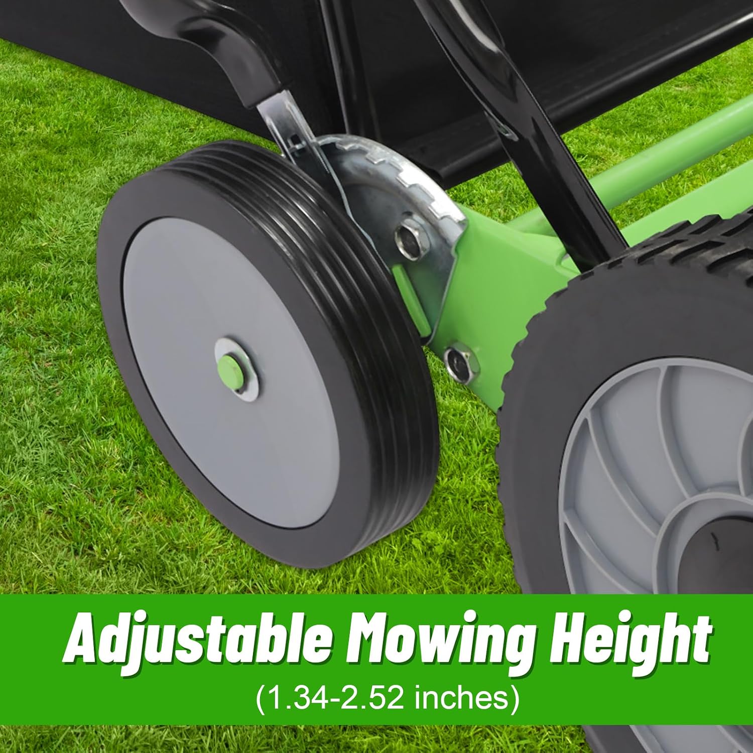 20-Inch 5-Blade Cordless Manual Reel Lawn Mower, Adjustable Cutting Height Manual Reel Mower with Removable Grass Collection Basket, 4 Wheels
