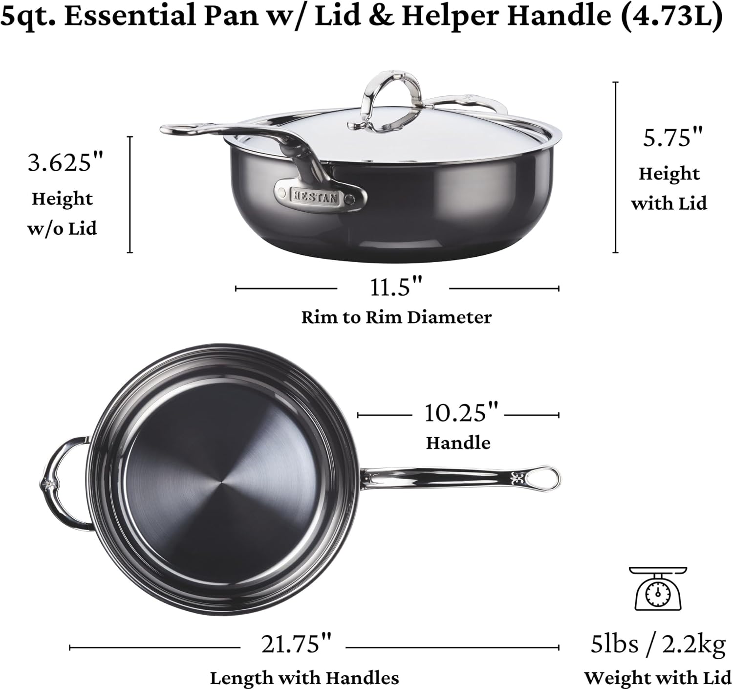 Hestan - NanoBond Collection - Titanium All-In-One Pan, Induction Cooktop Compatible, 5 Quart